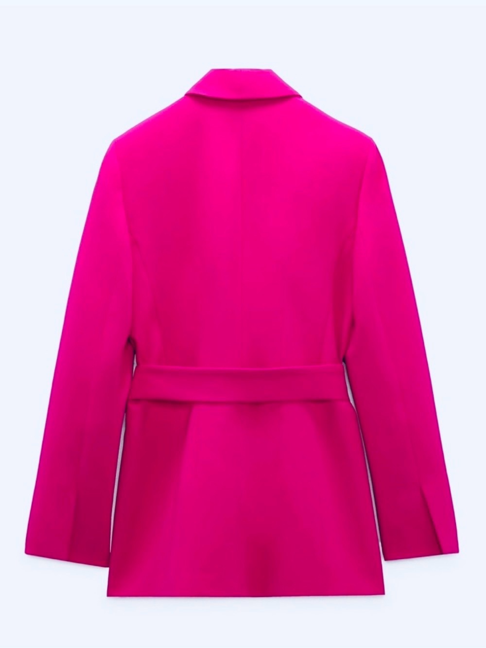 Zara Bright Pink Belted Shawl Collar Blazer SZ L tie belt tuxedo collar NWOT - Picture 5 of 5